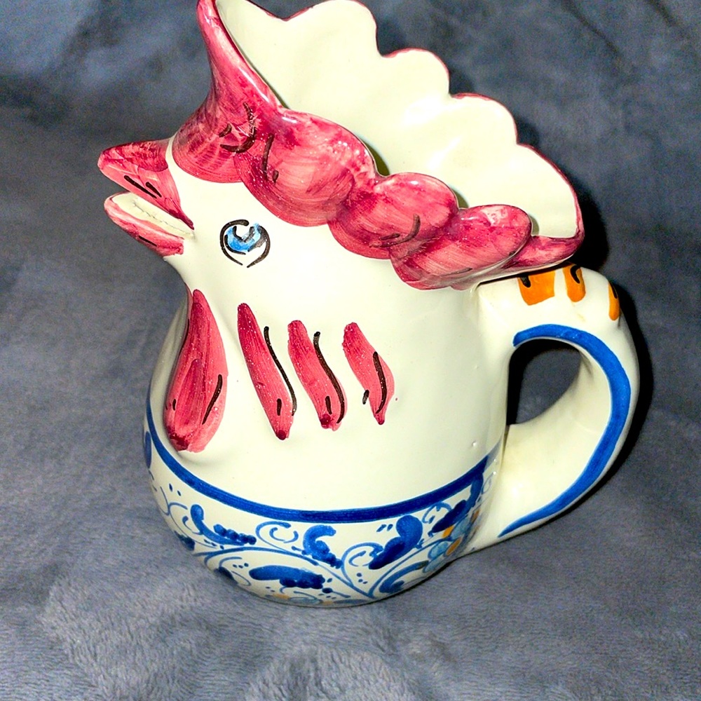 Deruta Handpainted Italian Pottery Rooster pitcher